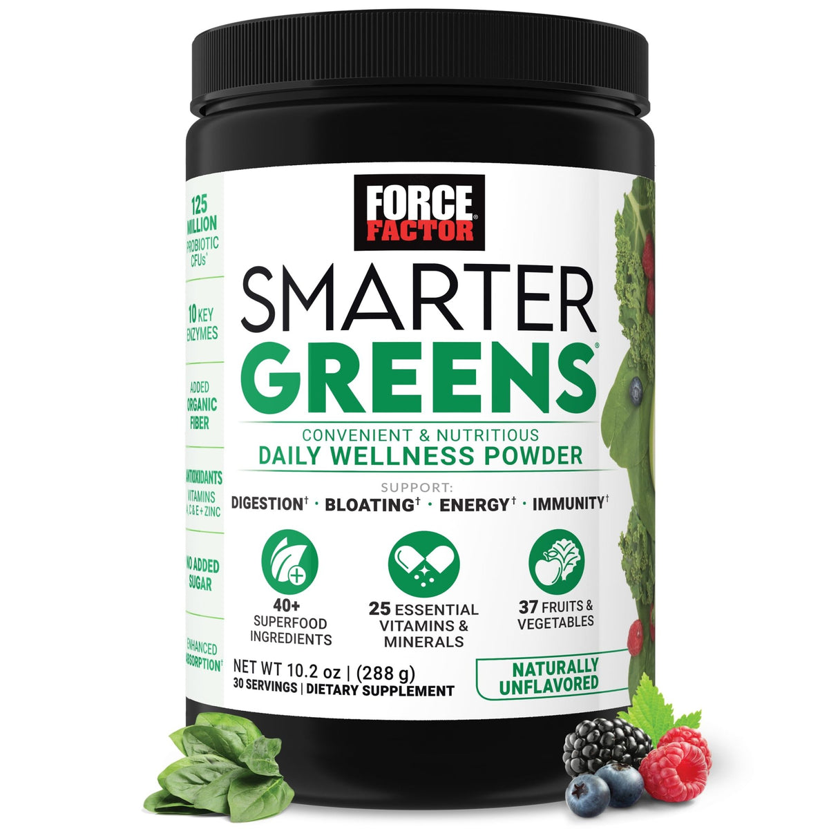 Force Factor Smarter Greens Daily Wellness Powder, Greens Superfood Powder to Support Gut Health, Bloating, & Digestion, with 40+ Superfoods - FENGGESTORE20