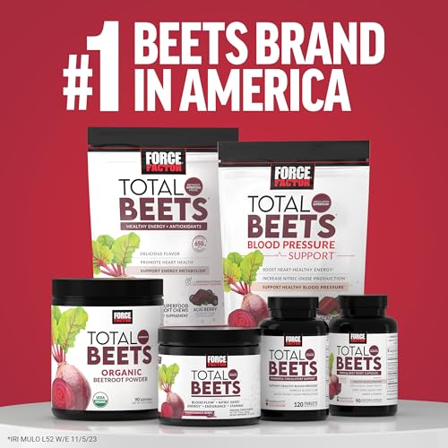 Force Factor Total Beets Blood Pressure Support Beet Root Capsules, 1800mg Organic Beet Root Powder Beet Supplement with Hawthorn Berry to Support Circulation - FENGGESTORE20