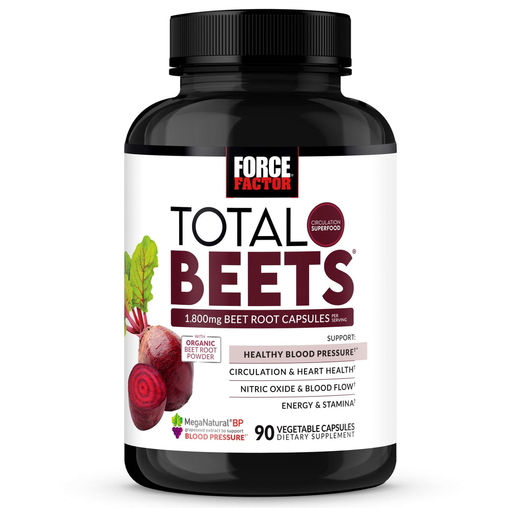 Force Factor Total Beets Blood Pressure Support Beet Root Capsules, 1800mg Organic Beet Root Powder Beet Supplement with Hawthorn Berry to Support Circulation - FENGGESTORE20
