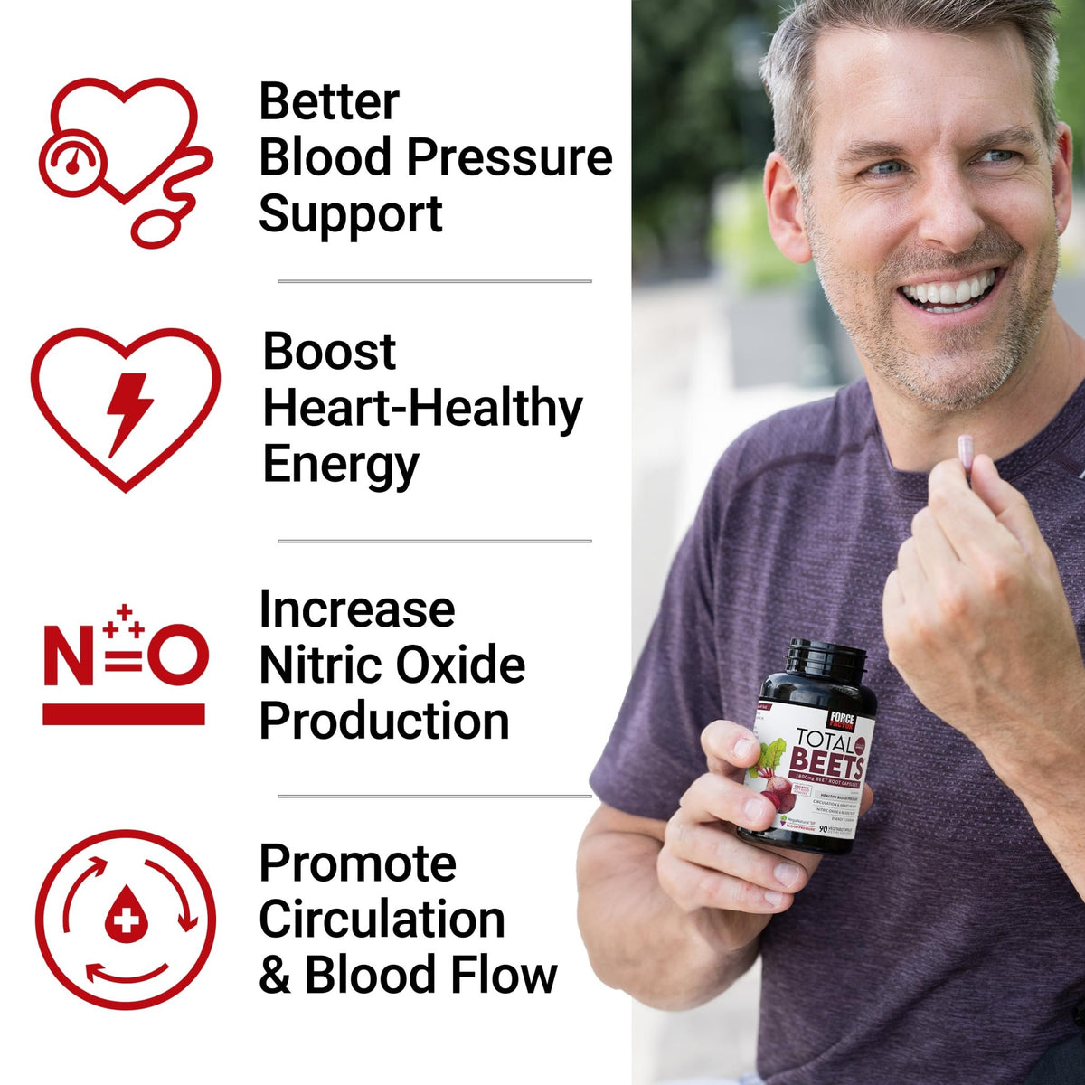 Force Factor Total Beets Blood Pressure Support Beet Root Capsules, 1800mg Organic Beet Root Powder Beet Supplement with Hawthorn Berry to Support Circulation - FENGGESTORE20