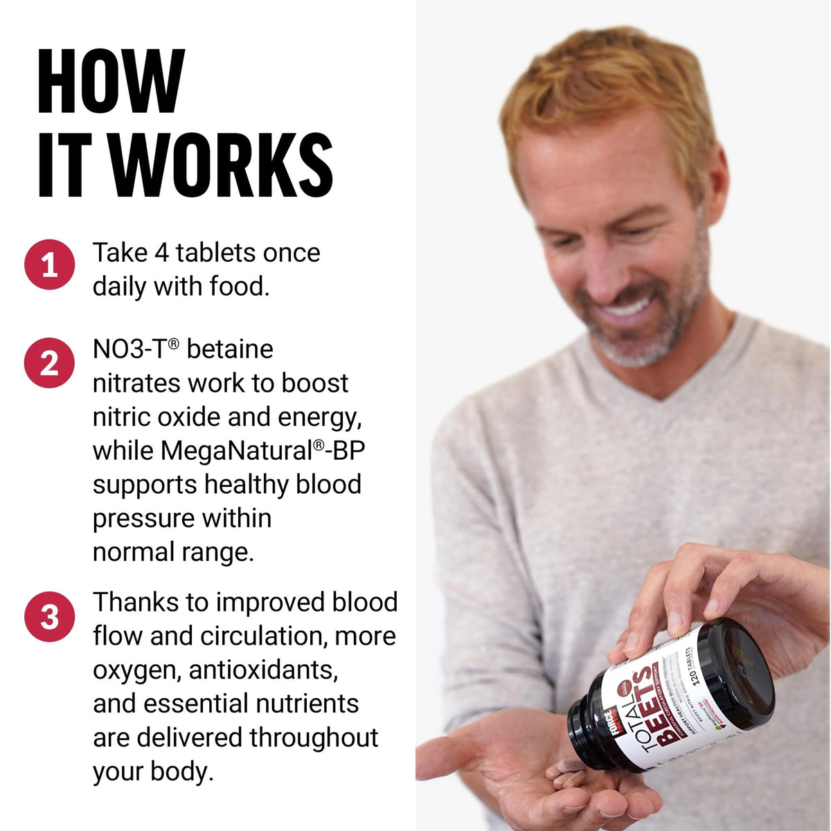 Force Factor Total Beets Blood Pressure Support with Grape Seed Extract and Non GMO Beet Root Powder for Heart Health - FENGGESTORE20