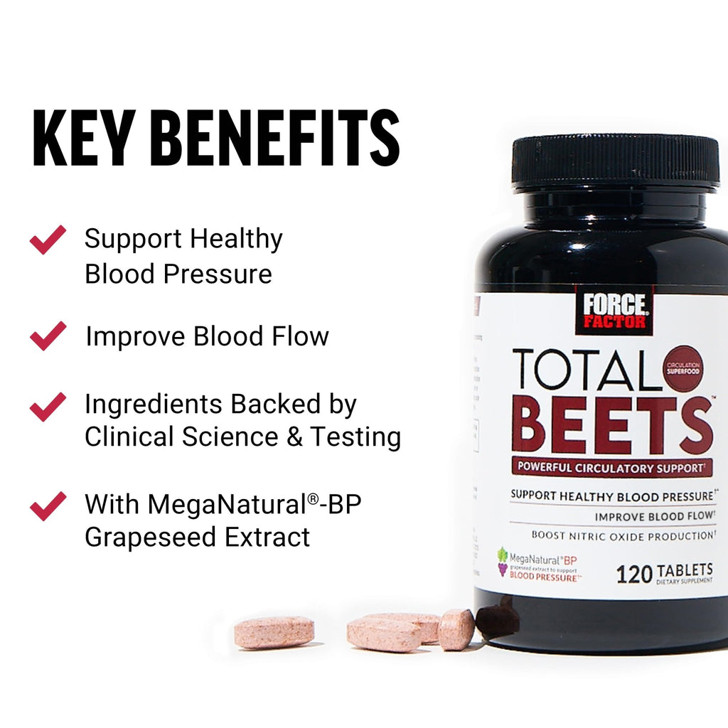 Force Factor Total Beets Blood Pressure Support with Grape Seed Extract and Non GMO Beet Root Powder for Heart Health - FENGGESTORE20