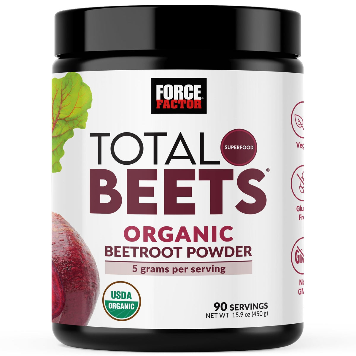 Force Factor Total Beets Organic Beetroot Powder Superfood to Boost Daily Nutrition, USDA Organic, Vegan, Gluten-Free - FENGGESTORE20
