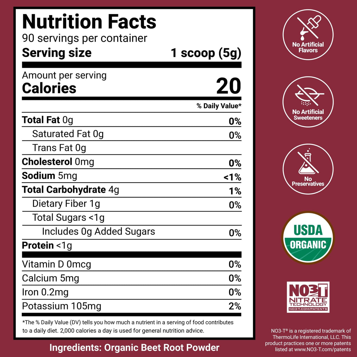 Force Factor Total Beets Organic Beetroot Powder Superfood to Boost Daily Nutrition, USDA Organic, Vegan, Gluten-Free - FENGGESTORE20