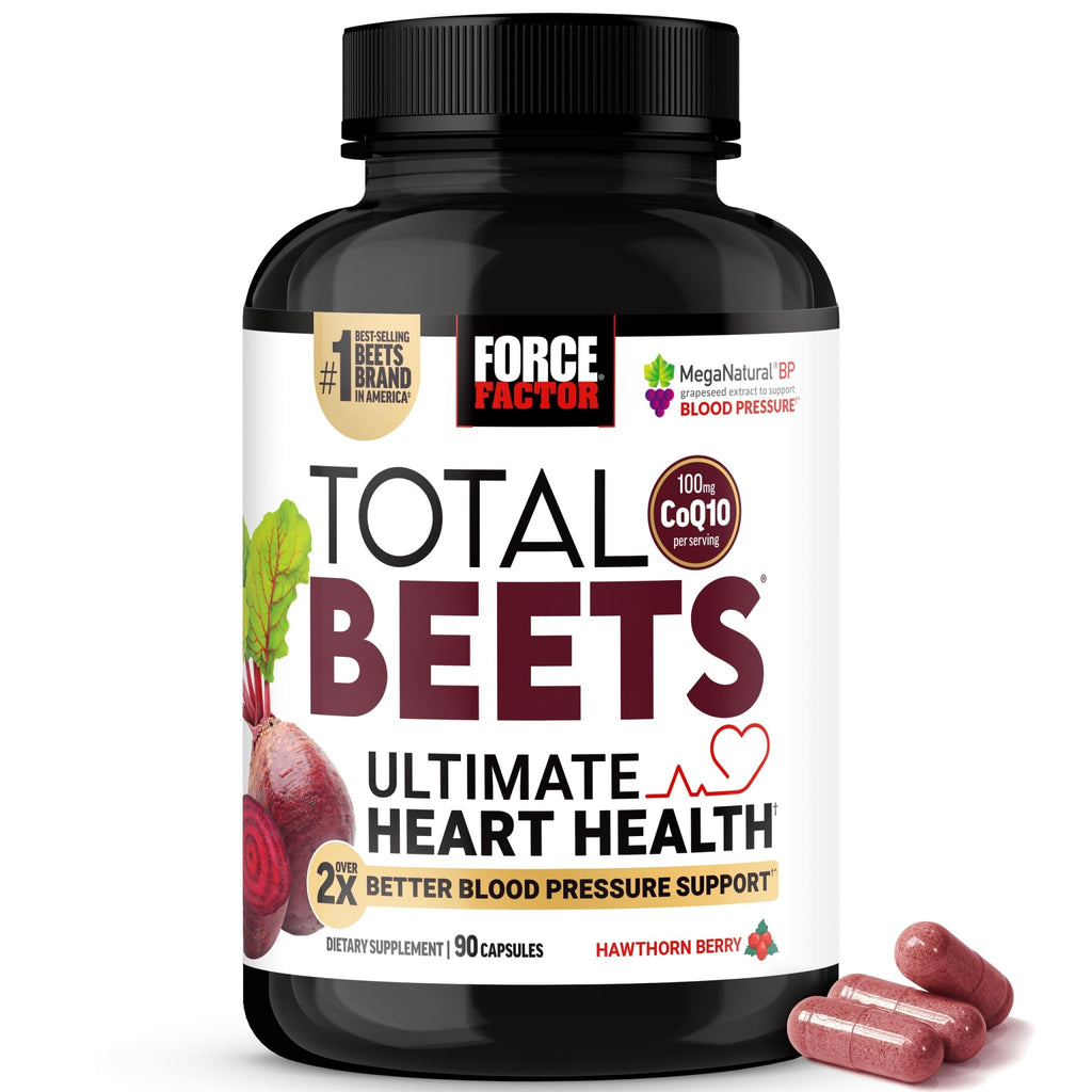 Force Factor Total Beets Ultimate Heart Health, Beet Root Capsules for Blood Pressure Support, CoQ10, Organic Beet Root Powder, Hawthorn Berry - FENGGESTORE20
