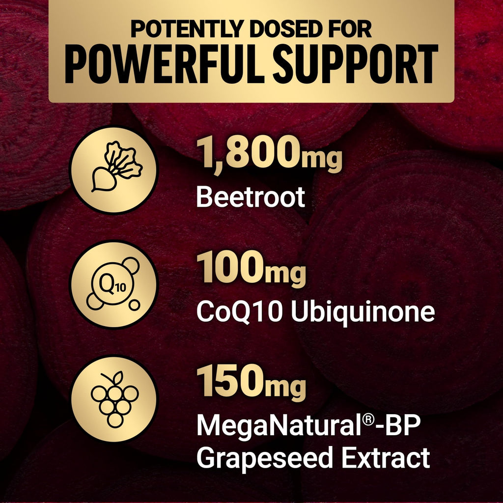 Force Factor Total Beets Ultimate Heart Health, Beet Root Capsules for Blood Pressure Support, CoQ10, Organic Beet Root Powder, Hawthorn Berry - FENGGESTORE20