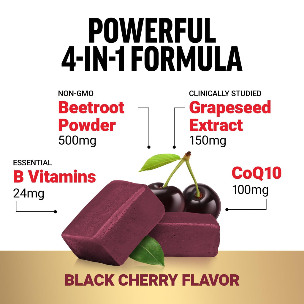Force Factor Total Beets Ultimate Heart Health Chews for Blood Pressure Support, with Beetroot Powder, CoQ10, B Vitamins & Grapeseed Extract for Blood Flow - FENGGESTORE20