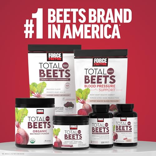 Force Factor Total Beets Ultimate Heart Health Chews for Blood Pressure Support, with Beetroot Powder, CoQ10, B Vitamins & Grapeseed Extract for Blood Flow & Energy - FENGGESTORE20