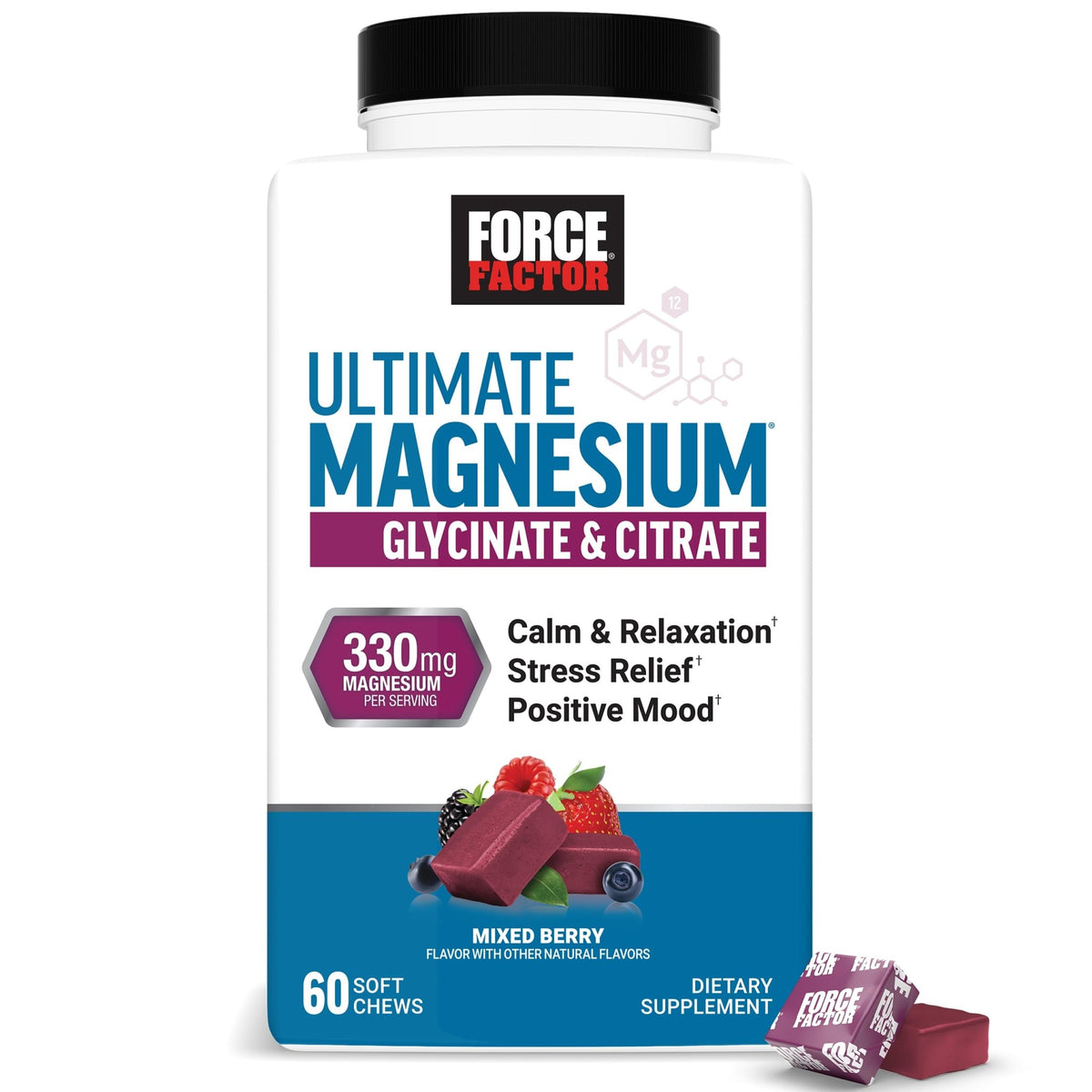 Force Factor Ultimate Magnesium Supplement, 330mg Magnesium Glycinate & Magnesium Citrate, Like Magnesium Gummies, Support Calm, Relaxation, - FENGGESTORE20