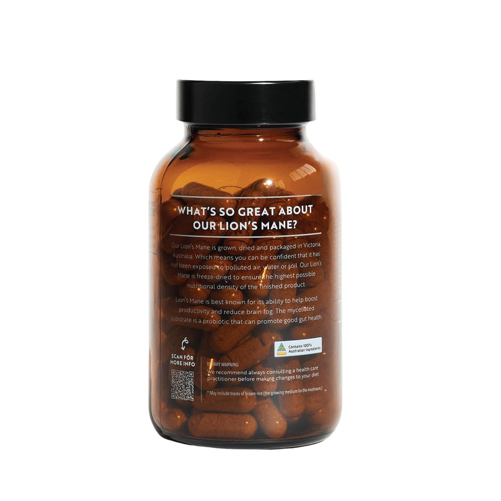 Forest Super Foods Lions Mane Supplement Capsules (120 Capsules) Organic Lions Mane Mushroom | Memory Lift Brain Supplement for Focus and Productivity. Lion Mane, Grown & Made in Australia - FENGGESTORE20