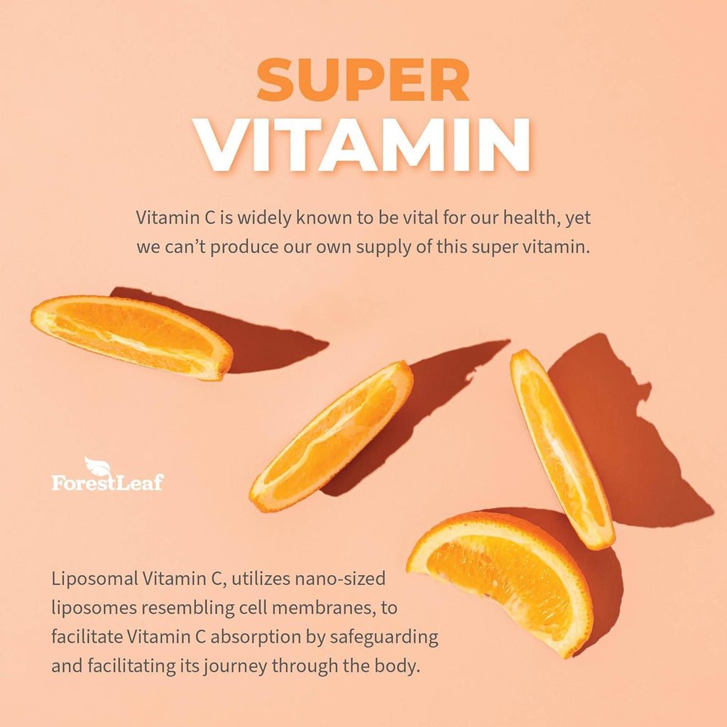 ForestLeaf Liposomal Vitamin C 1400mg Capsules | High Dose Vitamin C Liposomal Supplement w Coconut Oil Fatty Acids | Fast Absorption | Immune Support, - FENGGESTORE20