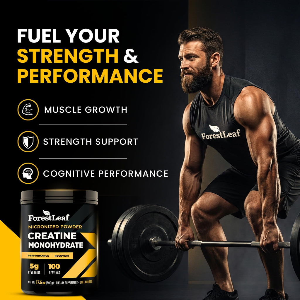 ForestLeaf Micronized Creatine Monohydrate Powder - Maximize Muscle Growth & Strength - Unflavored Creatine for Women and Men - FENGGESTORE20