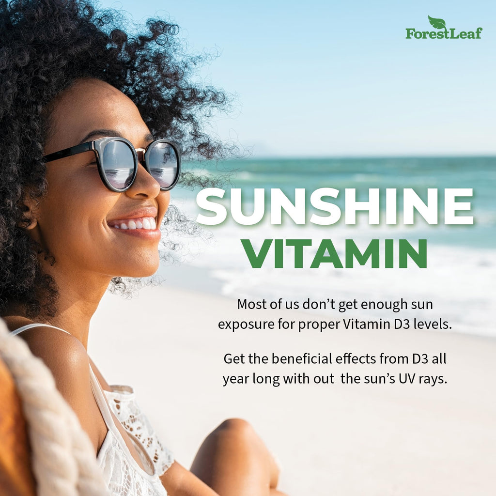 ForestLeaf Vitamin D3 50,000 IU | VIT D - Kosher VIT D3 Vitamin D Supplement for Women and Men | Bone Health, Teeth, Immune Support - FENGGESTORE20