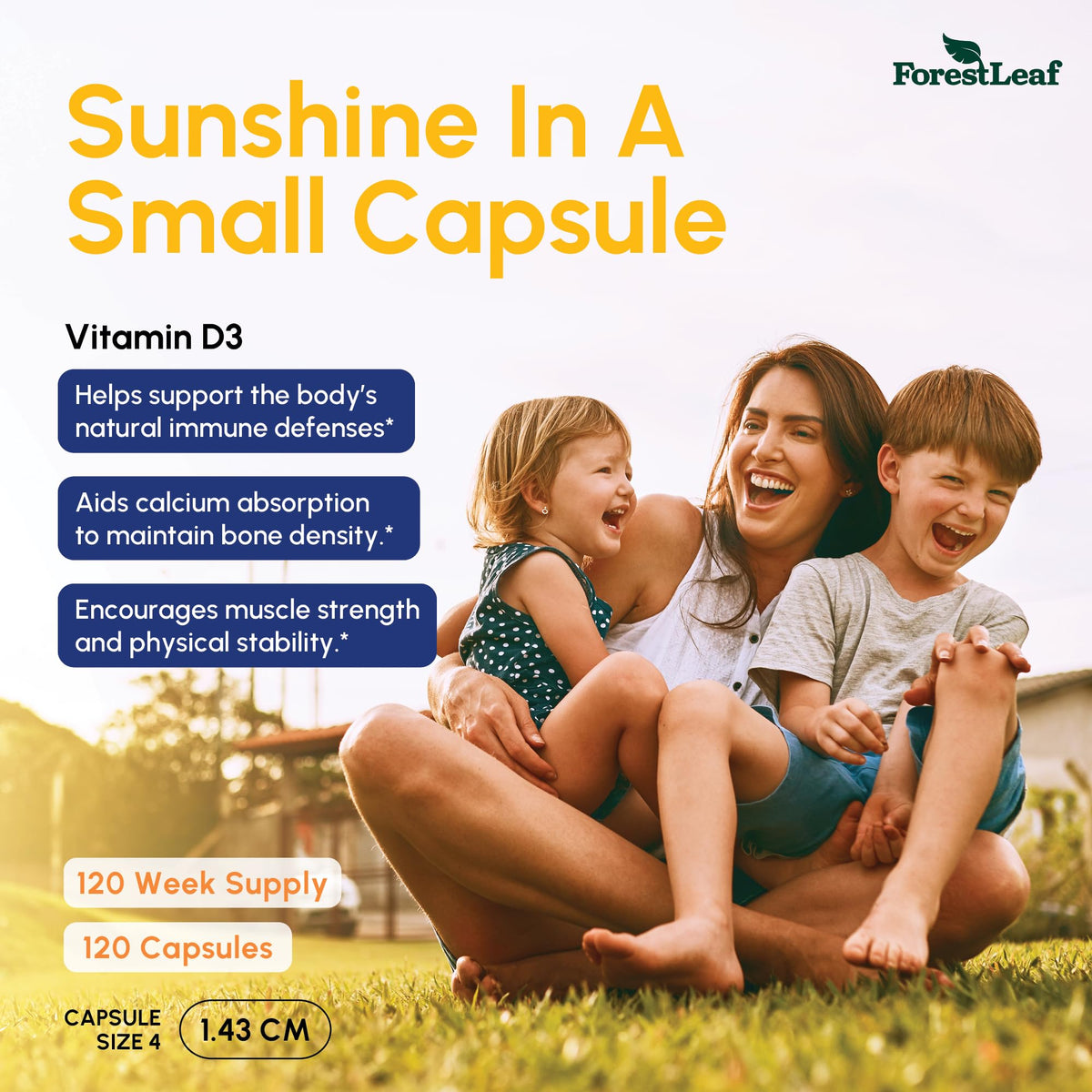 ForestLeaf Vitamin D3 50,000 IU | VIT D - Kosher VIT D3 Vitamin D Supplement for Women and Men | Bone Health, Teeth, Immune Support - FENGGESTORE20