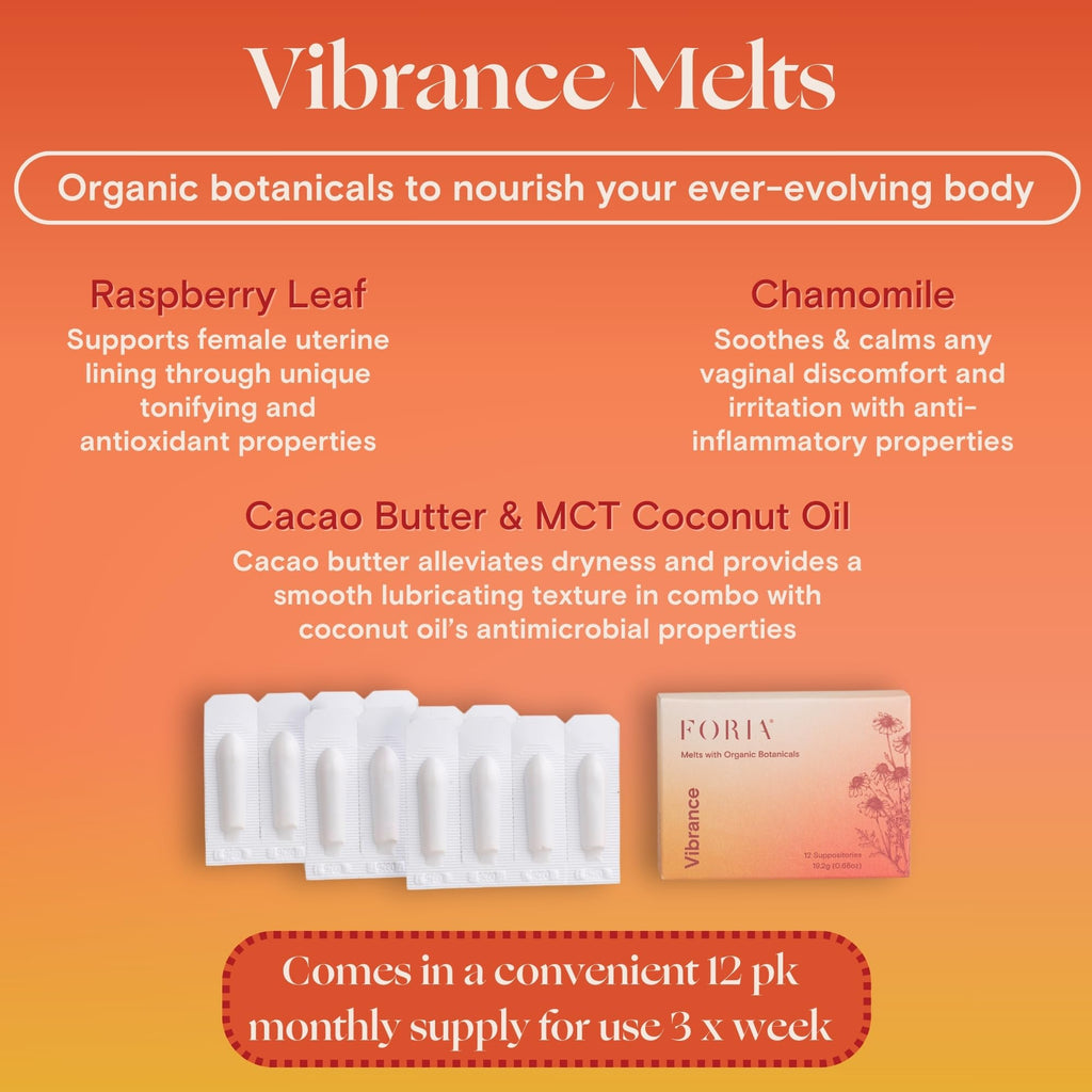 FORIA Vibrance Melts - Organic, Fragrance- Free, Natural Moisturizing Vaginal Suppositories - 12 Count - FENGGESTORE20