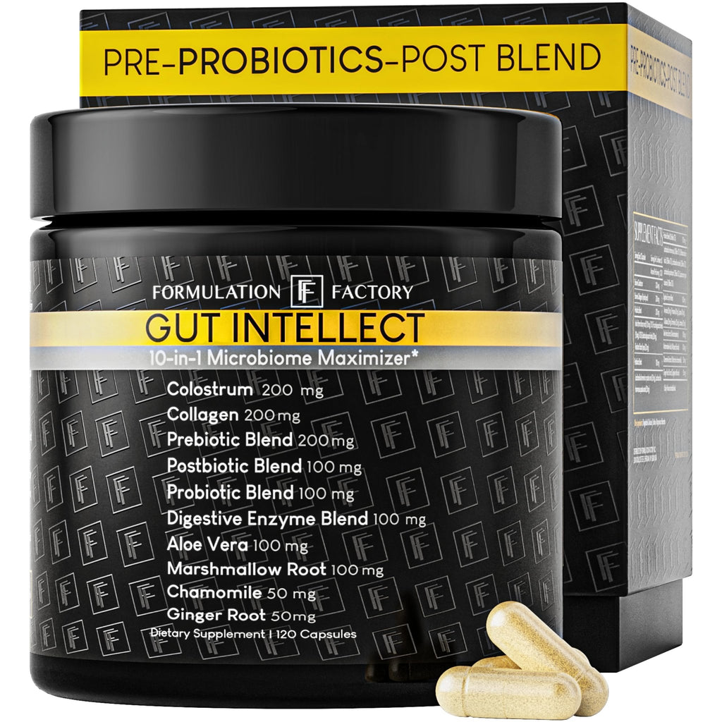 Formulation Factory Probiotics for Women & Men - Gut Intellect 10-in-1 Digestive Enzymes with Prebiotics and Postbiotics - Total Gut Health Supplement - FENGGESTORE20