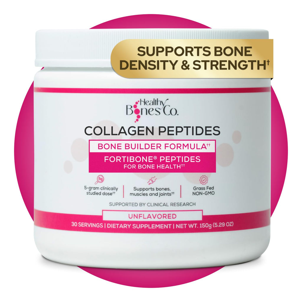 FORTIBONE Collagen Peptides Essential Bone Builder Hydrolyzed Collagen Powder for Women & Men, Clinically-Supported for Bone Strength & Density - FENGGESTORE20
