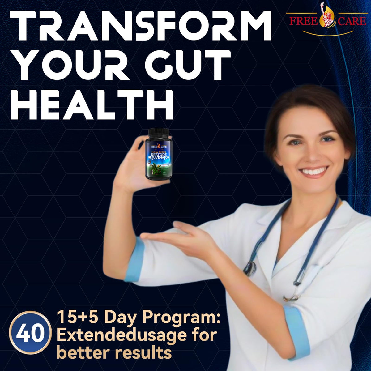 FreeCare Colon Cleanse 15+5Day Upgrade,Advanced Gut Cleanse Detox for Women & Men Fast Natural Laxative for Constipation Relief with Cascara Sagrada, Psyllium Husk - FENGGESTORE20
