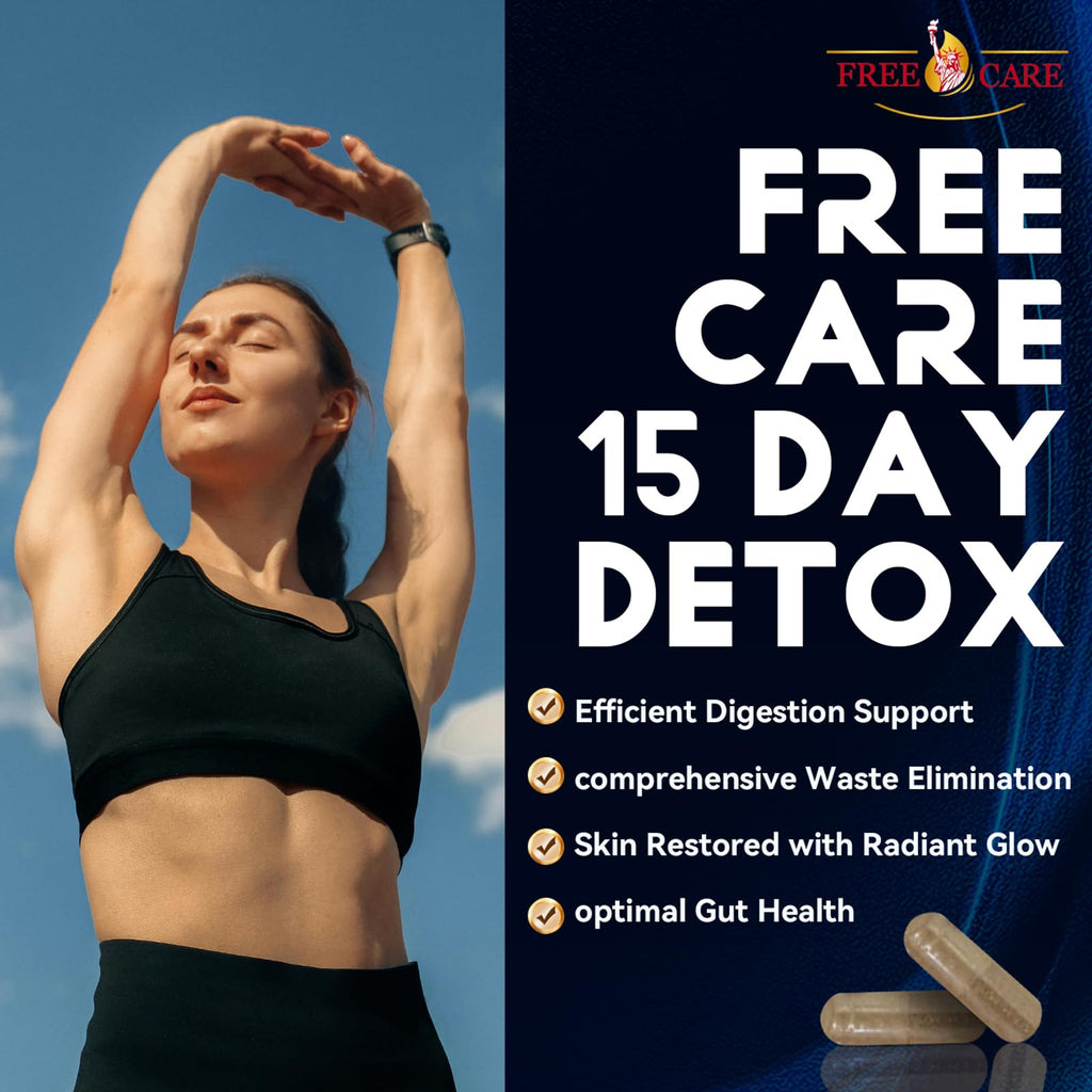 FreeCare Colon Cleanse 15+5Day Upgrade,Advanced Gut Cleanse Detox for Women & Men Fast Natural Laxative for Constipation Relief with Cascara Sagrada, Psyllium Husk - FENGGESTORE20