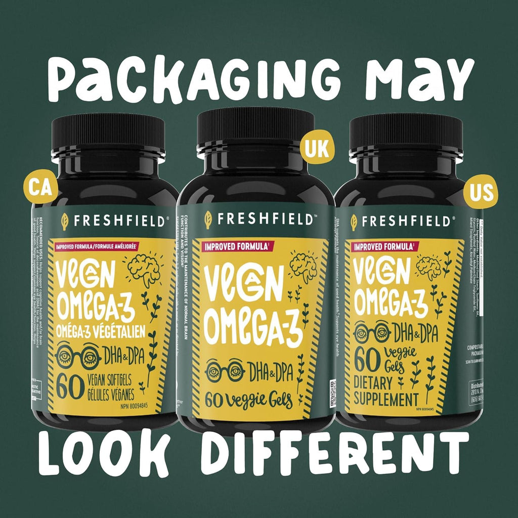 Freshfield Vegan Omega 3, Algae (Algal) Oil, Fish Oil Free Company, Third Party Tested, Carrageenan Free, DHA Supplement w/DPA - FENGGESTORE20