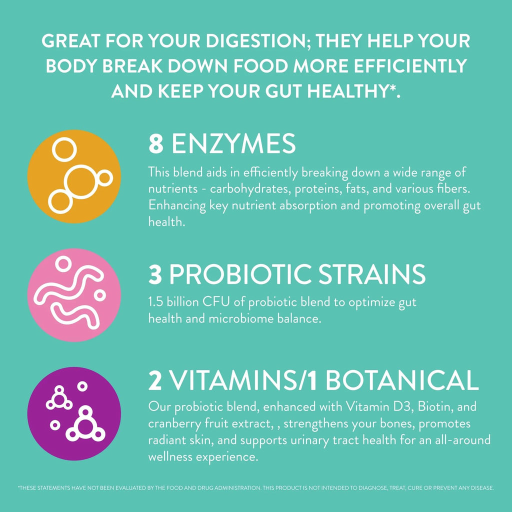 FRISKA Women’s Daily Digestive Enzyme and Probiotics Supplement, Advanced Natural Support for Female Digestive Health, Fights Bloating, Eases Digestion - FENGGESTORE20