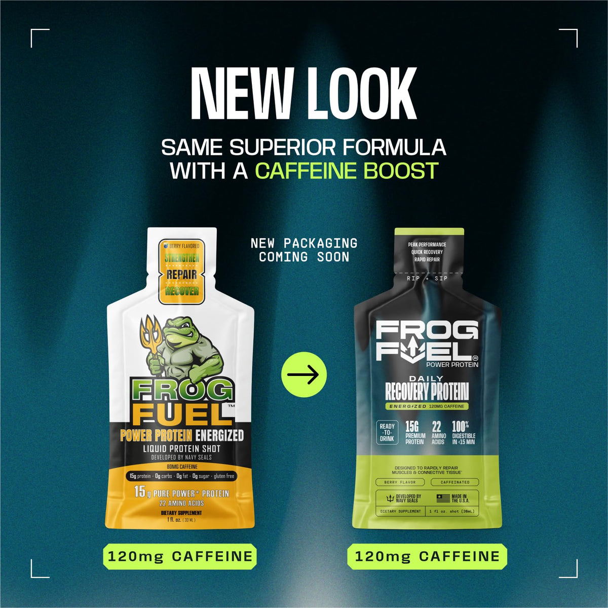 Frog Fuel Power Energized Complete Protein Shot, 15g, Nano Hydrolyzed & Grass Fed, 80mg Caffeine, Gluten Free, Fat & Sugar Free, 22 Amino Acids, - FENGGESTORE20