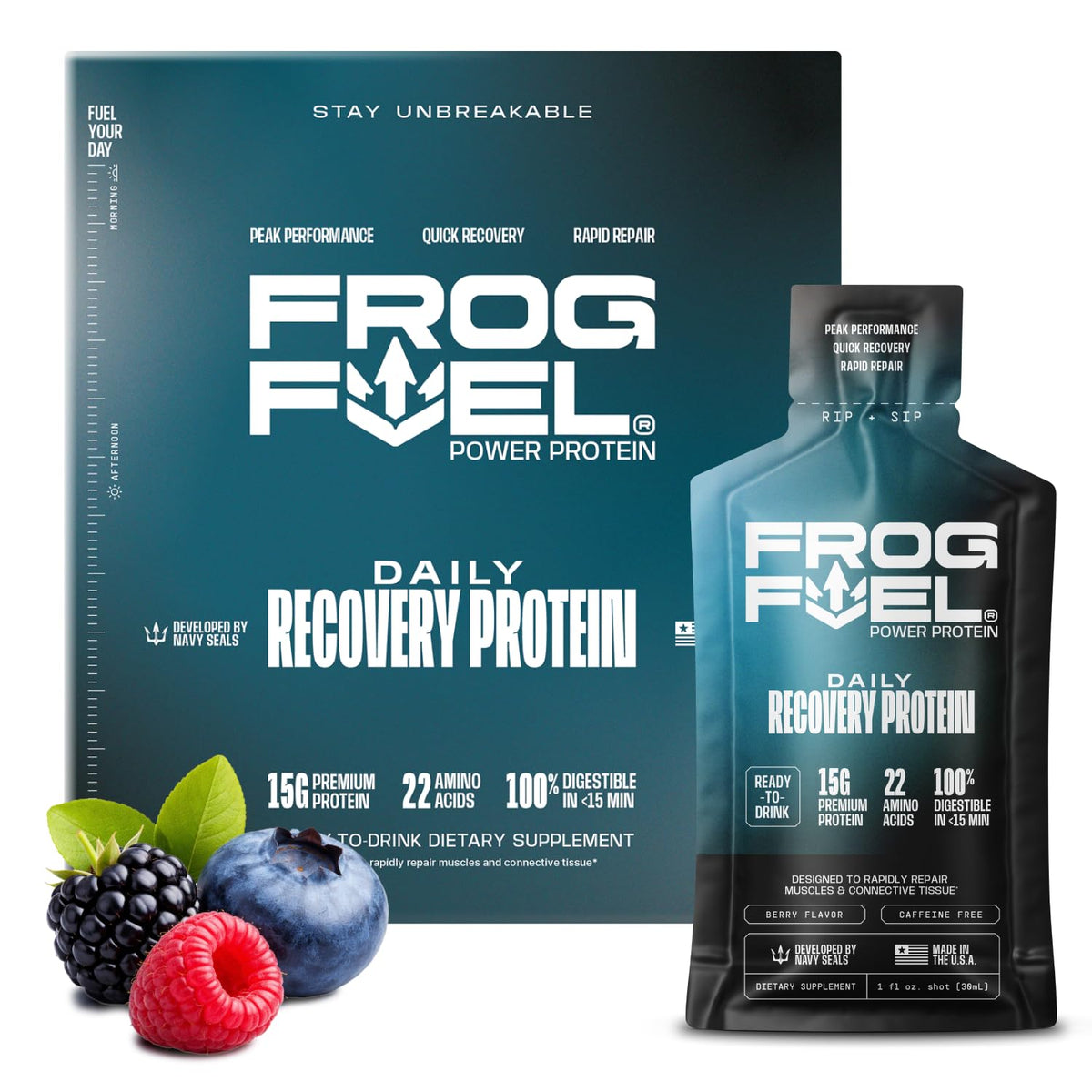 Frog Fuel Power Regular Complete Liquid Protein Shot, 15g, Nano Hydrolyzed & Grass Fed Collagen, Post Workout, Gluten Free, Fat & Sugar Free - FENGGESTORE20