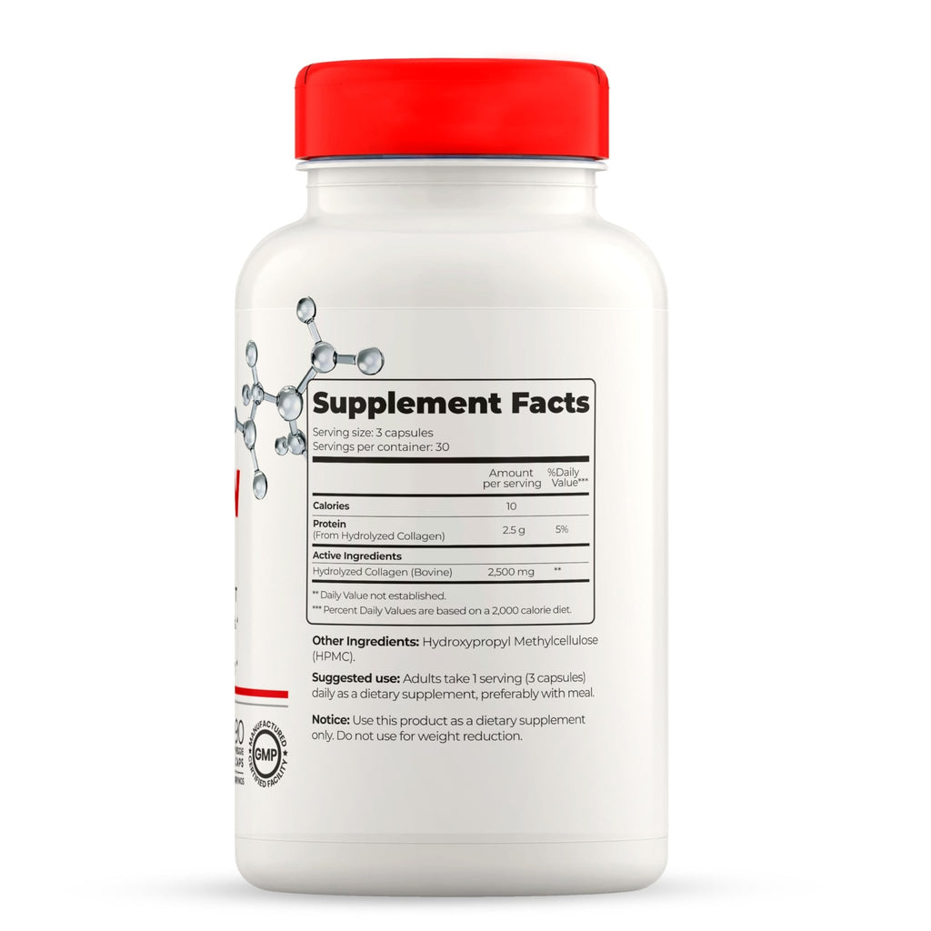Full Life Hydrolyzed Collagen Supplements - Bovine Collagen Pills for Women and Men - Kosher Collagen Capsules, Gluten-Free - 90 Veggie Capsules 2,500mg - FENGGESTORE20