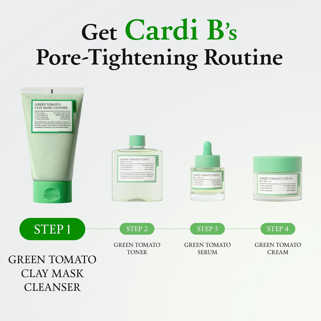 FULLY Green Tomato Facial Cleanser, Cardi B’s Clay Mask Cleanser for Deep Pore Cleanse - FENGGESTORE20