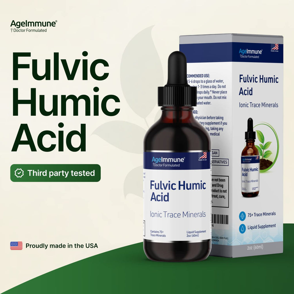 Fulvic Humic Acid 75 + Trace Minerals Liquid Supplement - Plant Derived in USA - Fulvic Acid Minerals Concentrate for Energy, Gut Health and Hydration - FENGGESTORE20