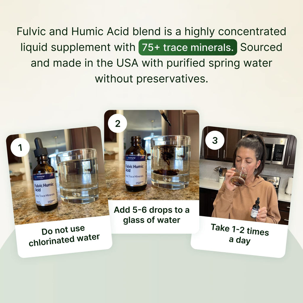 Fulvic Humic Acid 75 + Trace Minerals Liquid Supplement - Plant Derived in USA - Fulvic Acid Minerals Concentrate for Energy, Gut Health and Hydration - FENGGESTORE20