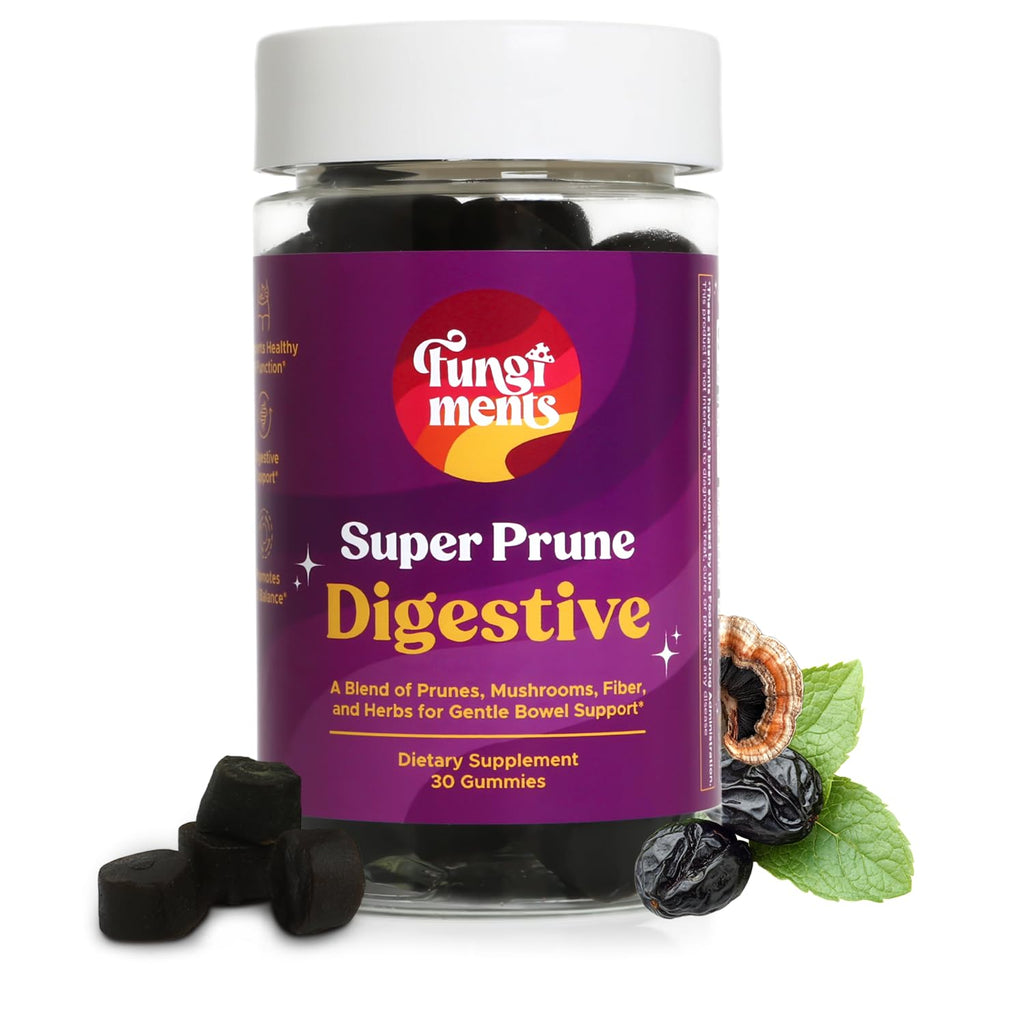 Fungiments Super Prune - Mushroom Supplement - Turkey Tail Mushrooms, Fiber, Rhubarb, Prunes, Ginger, Chamomile - Debloating, Constipation Relief - FENGGESTORE20
