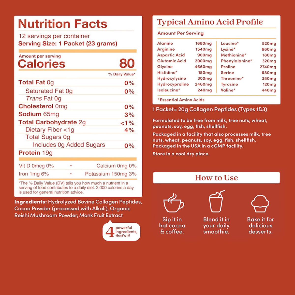 Further Food Chocolate Collagen Peptides Powder with Reishi Mushroom - 100% Grass-Fed, Hydrolyzed Type 1 & 3, 20g of Collagen per Serving, Supports Skin, Hair, Nails & Joints, Stick Packs, 9.74 Oz - FENGGESTORE20