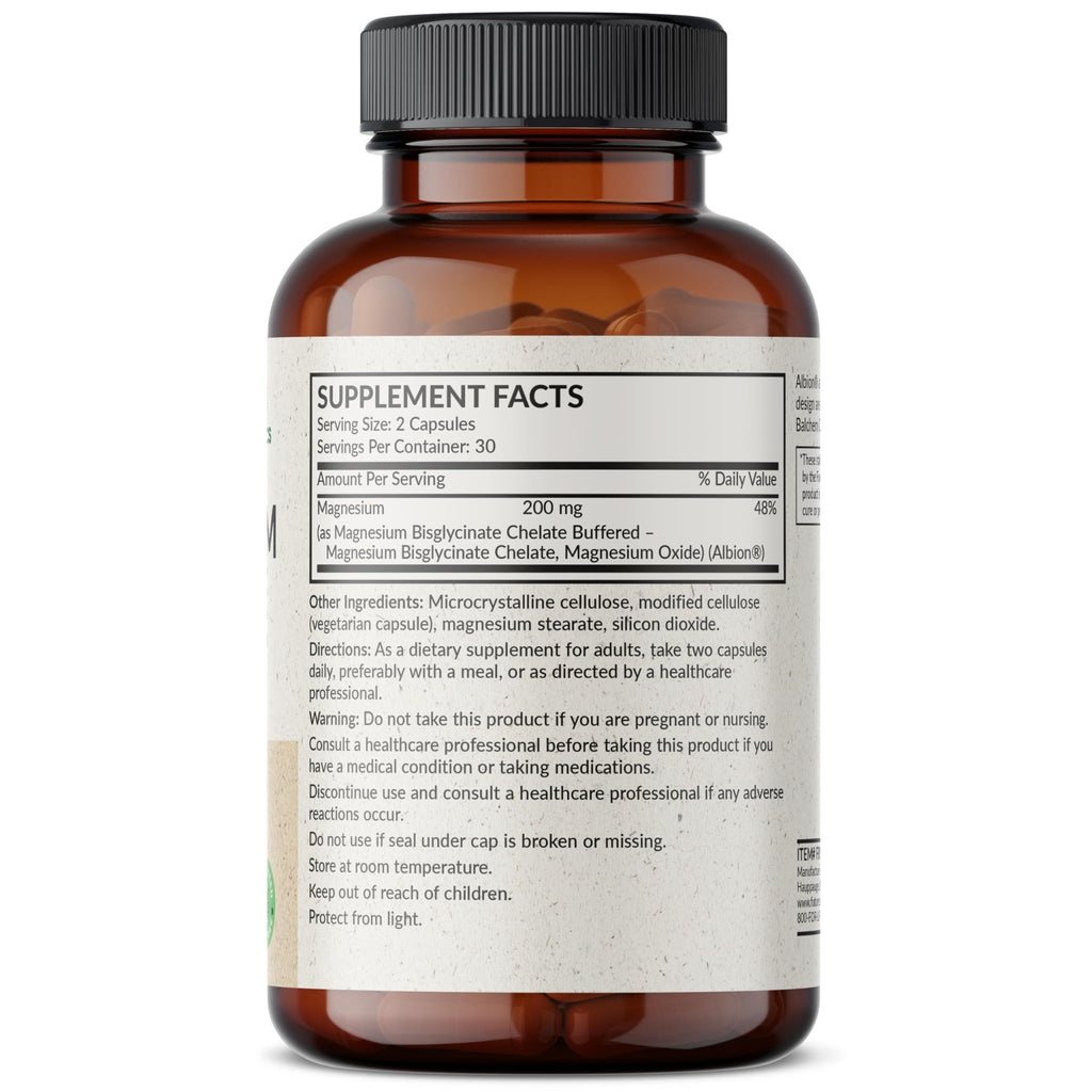Futurebiotics Magnesium Glycinate 200 MG per Serving Chelated for High Absorption, Gentle On Stomach, Non-GMO, 60 Vegetarian Capsules - FENGGESTORE20