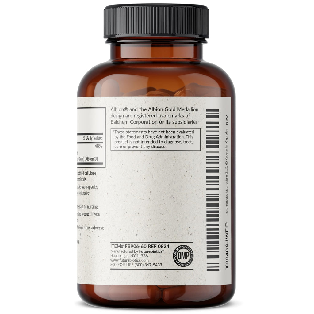 Futurebiotics Magnesium Glycinate 200 MG per Serving Chelated for High Absorption, Gentle On Stomach, Non-GMO, 60 Vegetarian Capsules - FENGGESTORE20