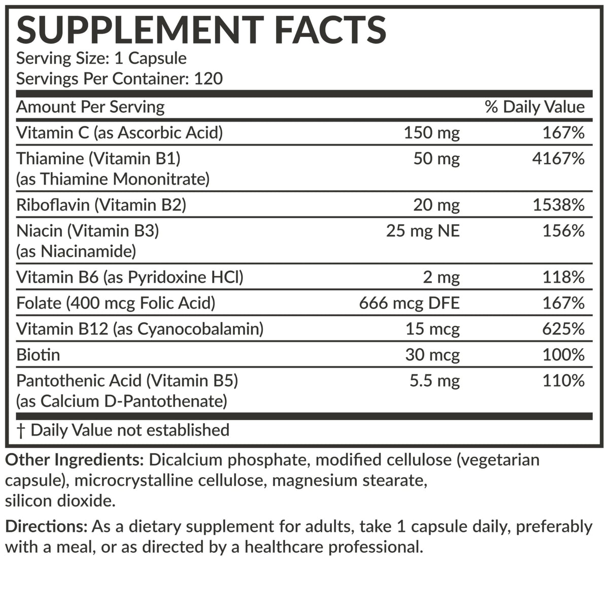 Futurebiotics Vitamin B Complex with Vitamin C Supports Energy Production, Nervous System & Immune Support - Non-GMO, 120 Vegetarian Capsules - FENGGESTORE20