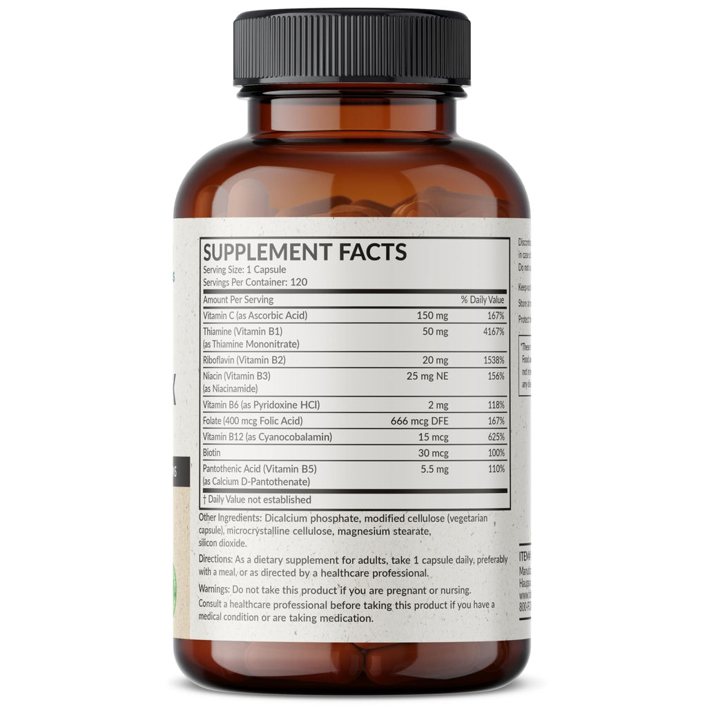 Futurebiotics Vitamin B Complex with Vitamin C Supports Energy Production, Nervous System & Immune Support - Non-GMO, 120 Vegetarian Capsules - FENGGESTORE20