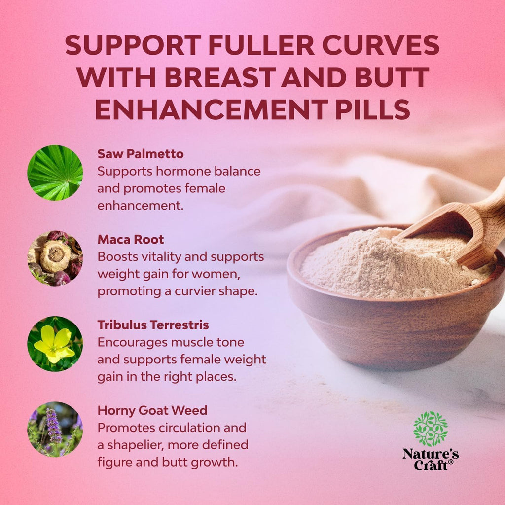 G-Curve Butt and Breast Growth Capsules - Horny Goat Weed Muira Puama & Maca Root for Butt Growth Support - Advanced Herbal Formula - FENGGESTORE20