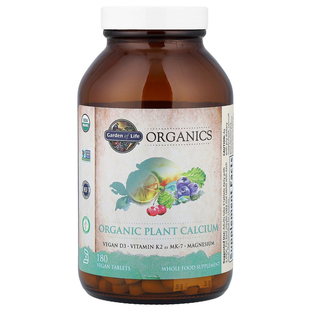 Garden of Life Calcium Supplement with Magnesium & Organic Vitamin D3 K2, Made from Whole Foods, Gluten-Free, 180 Count - FENGGESTORE20