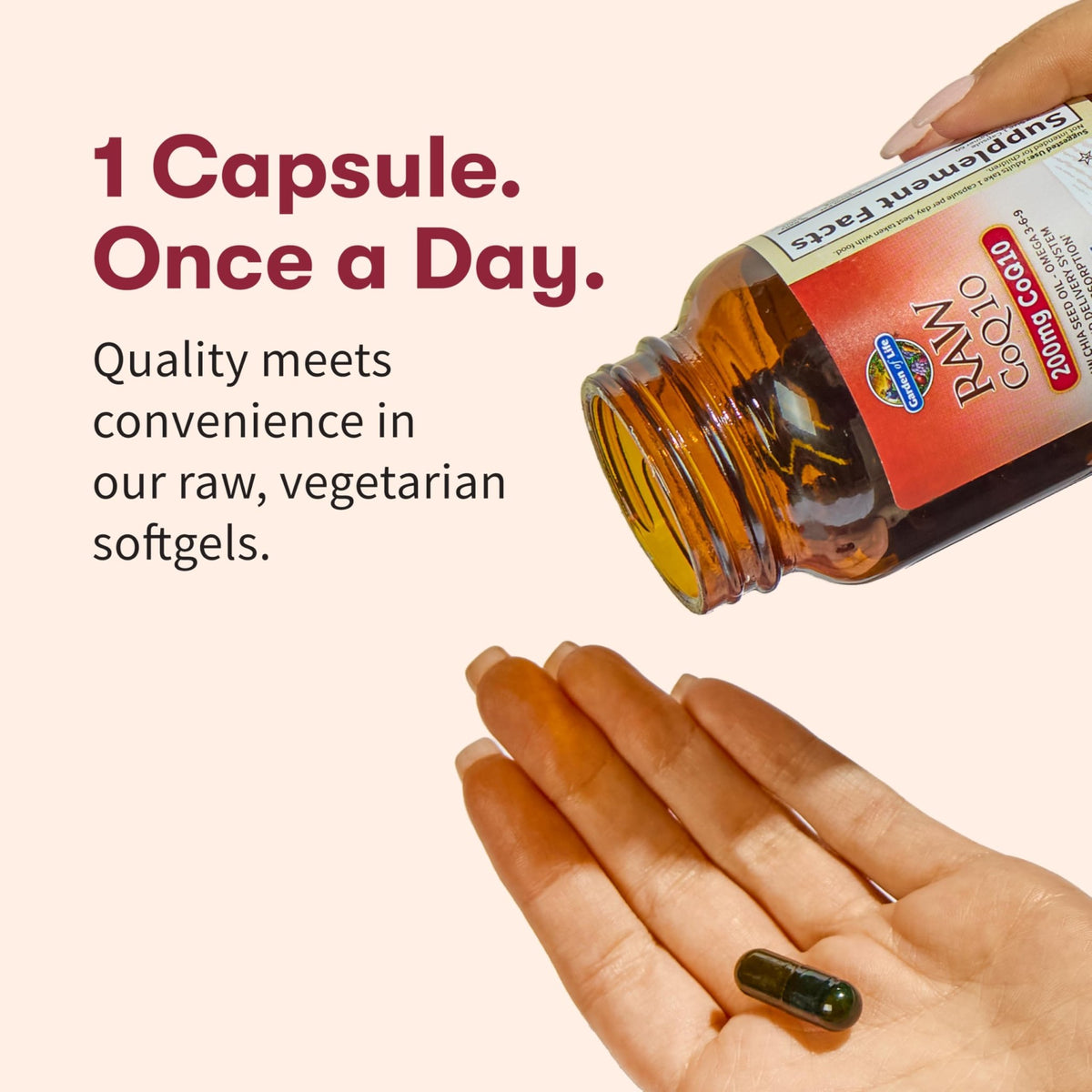 Garden of Life CoQ10 200mg, Vegetarian Omega 3 6 9 Supplement Raw Co Q 10 Chia Seed Oil, Whole Food Nutrition with Antioxidant Support - FENGGESTORE20