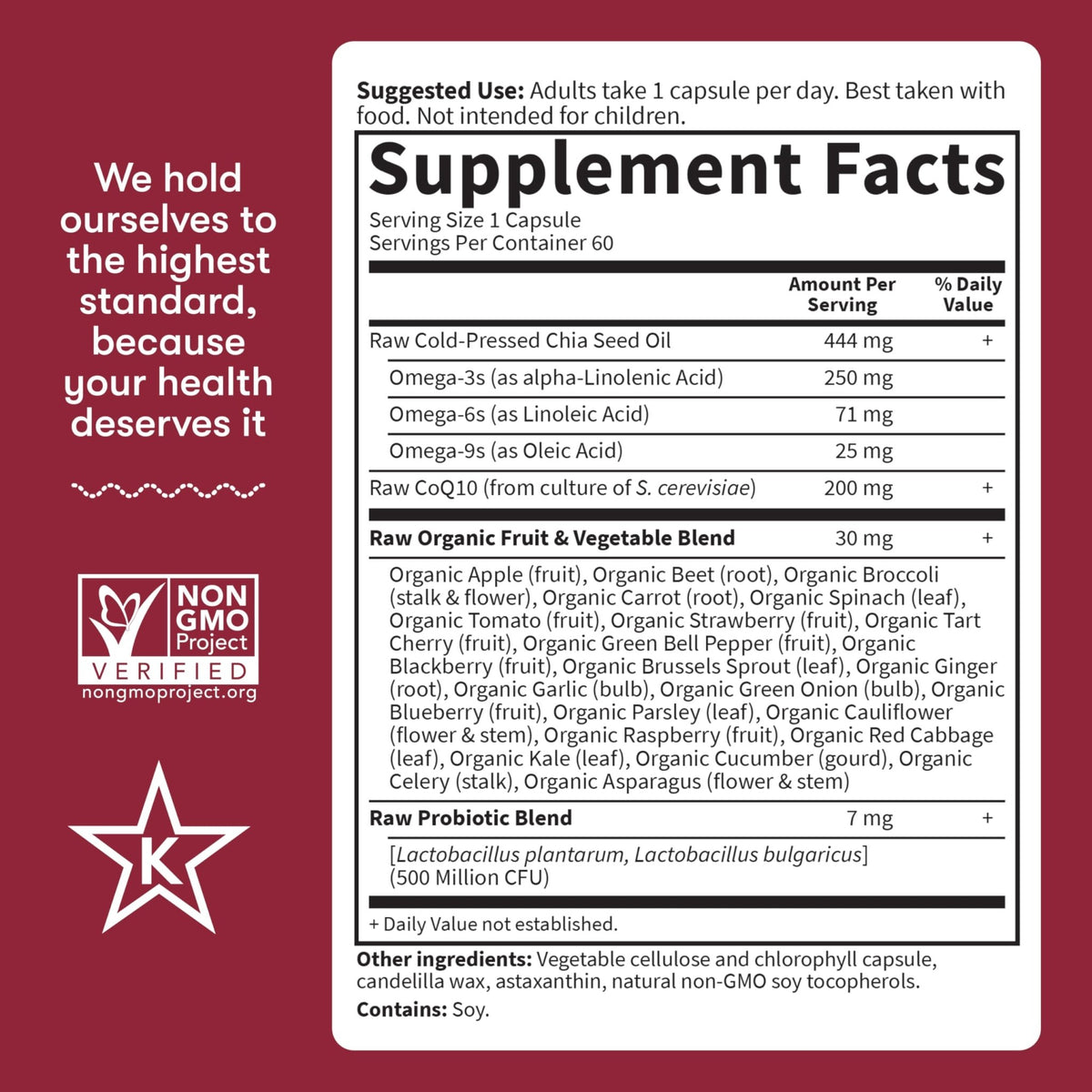 Garden of Life CoQ10 200mg, Vegetarian Omega 3 6 9 Supplement Raw Co Q 10 Chia Seed Oil, Whole Food Nutrition with Antioxidant Support - FENGGESTORE20