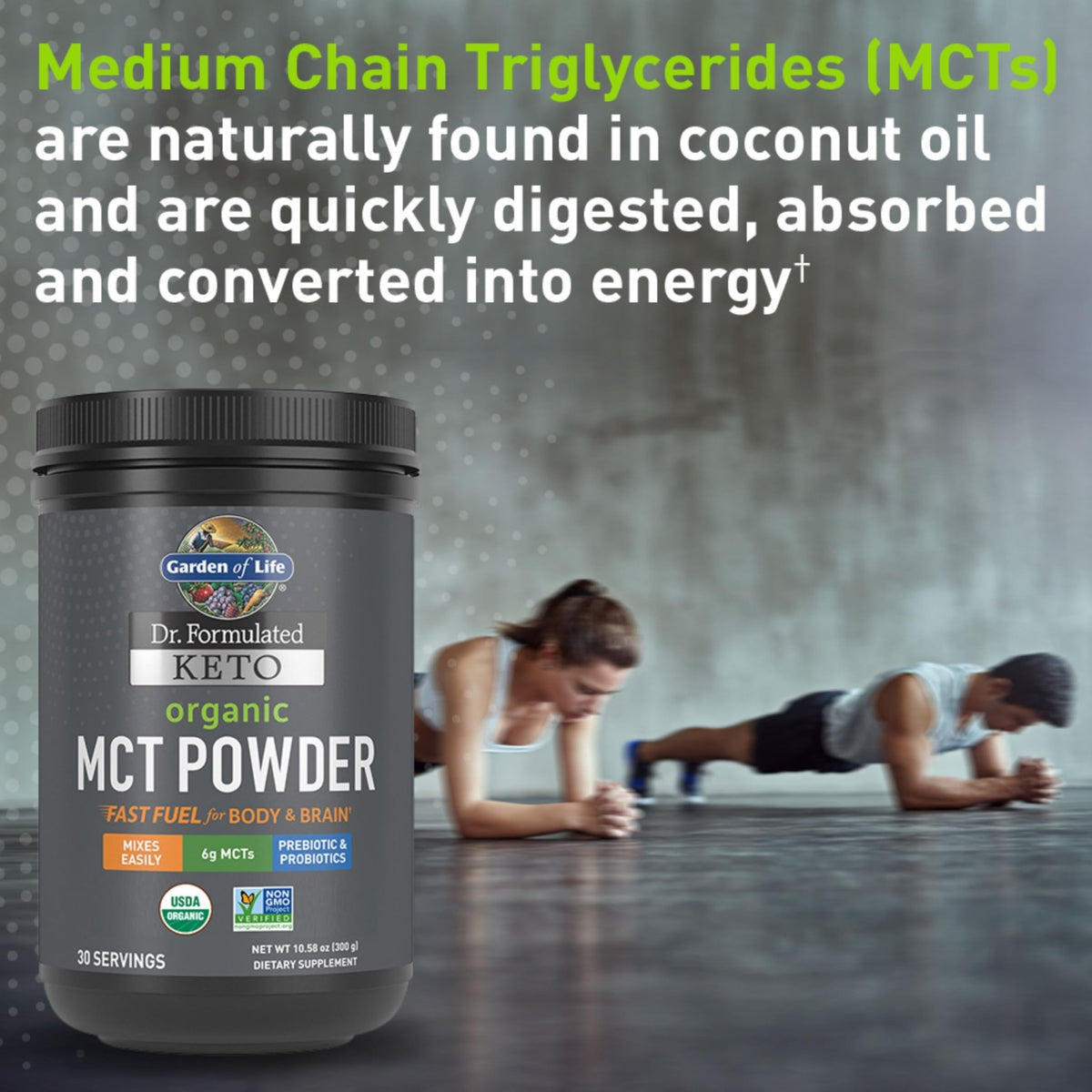 Garden of Life Dr. Formulated Keto Organic MCT Powder - 30 Servings, 6g MCTs from Coconuts plus Prebiotic Fiber & Probiotics - FENGGESTORE20