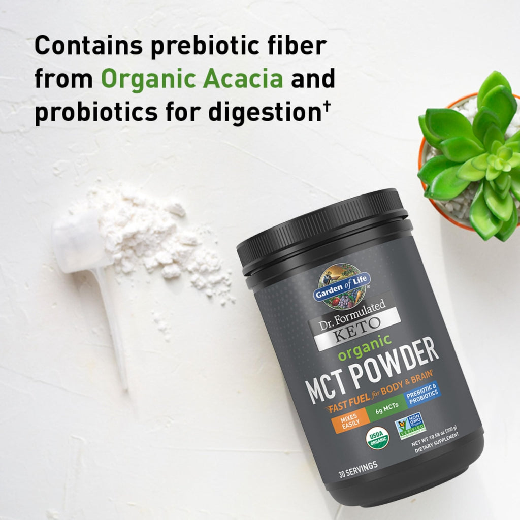 Garden of Life Dr. Formulated Keto Organic MCT Powder - 30 Servings, 6g MCTs from Coconuts plus Prebiotic Fiber & Probiotics - FENGGESTORE20