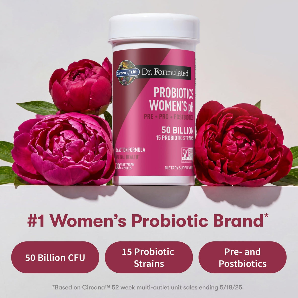 Garden of Life Dr Formulated Once Daily 3-in-1 Complete Prebiotics, Postbiotics & Probiotics for Women, PRE + PRO + POSTBIOTIC Supplement for Women’s Digestive - FENGGESTORE20