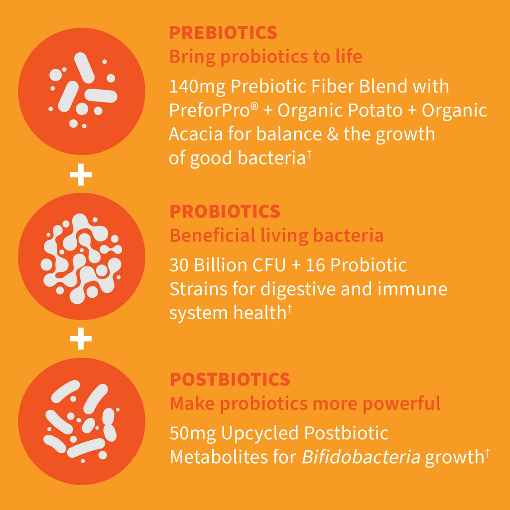 Garden of Life Dr Formulated Once Daily 3-in-1 Complete Probiotics, Prebiotics & Postbiotics - PRE + PRO + POSTBIOTIC Supplement for Adults’ Digestive & Immune Health, 30 Billion CFU, 30 Day Supply - FENGGESTORE20