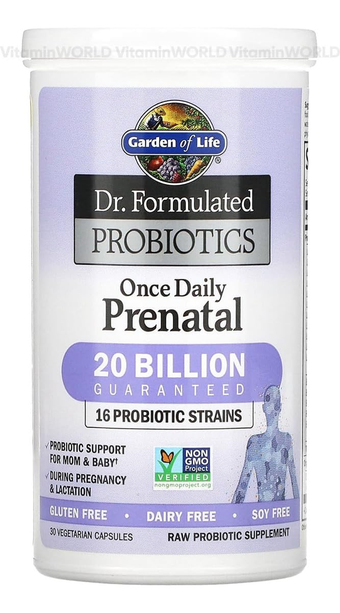 Garden of Life Dr. Formulated Probiotics Once Daily Prenatal - Acidophilus and Bifidobacteria Probiotic Support for Mom and Baby – Shelf Stable - Gluten, Dairy - FENGGESTORE20