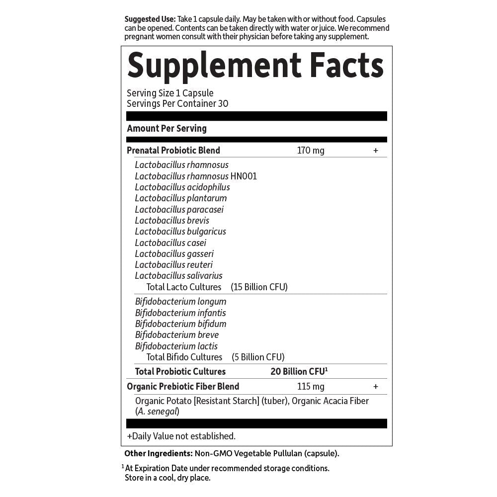 Garden of Life Dr. Formulated Probiotics Once Daily Prenatal - Acidophilus and Bifidobacteria Probiotic Support for Mom and Baby – Shelf Stable - Gluten, Dairy - FENGGESTORE20