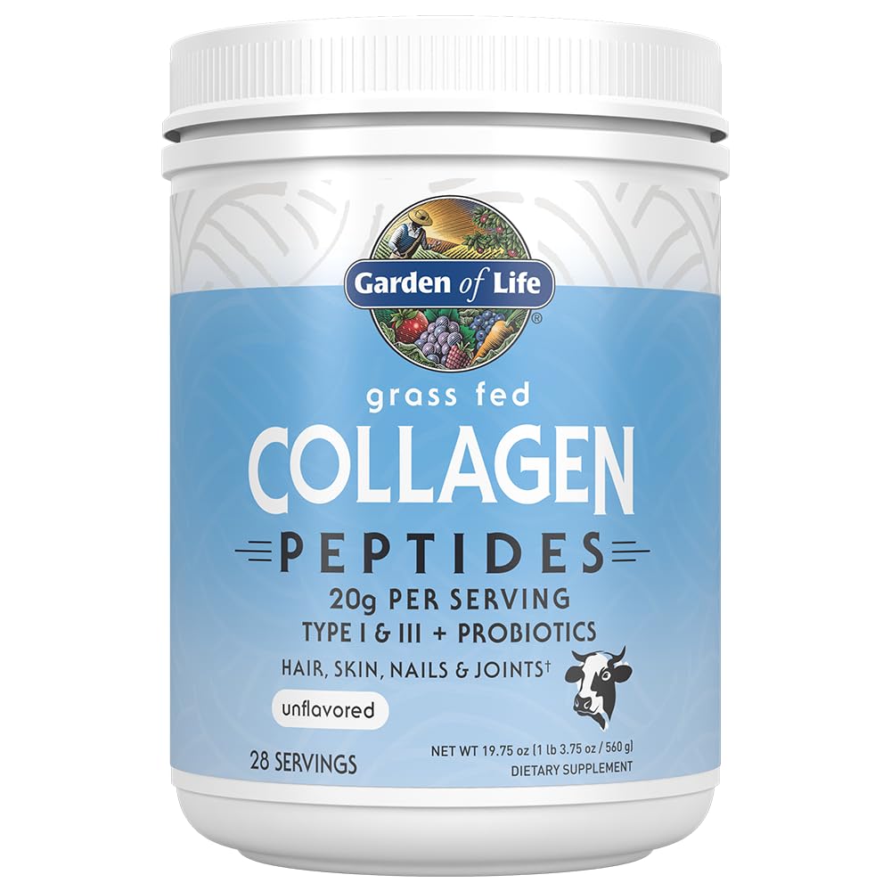 Garden of Life Grass Fed Collagen Peptides Powder Unflavored Collagen Powder for Hair Skin Nails Joints, Hydrolyzed Collagen Protein Supplements - FENGGESTORE20