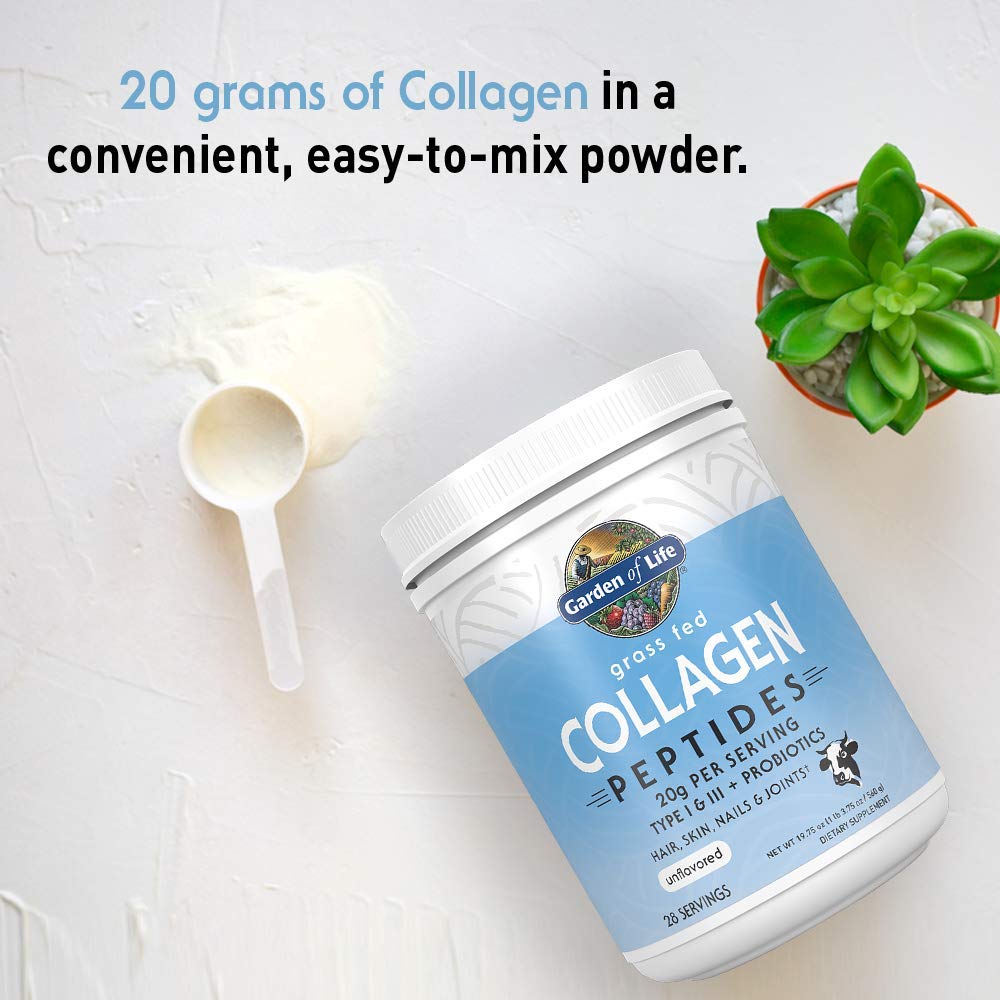 Garden of Life Grass Fed Collagen Peptides Powder Unflavored Collagen Powder for Hair Skin Nails Joints, Hydrolyzed Collagen Protein Supplements - FENGGESTORE20