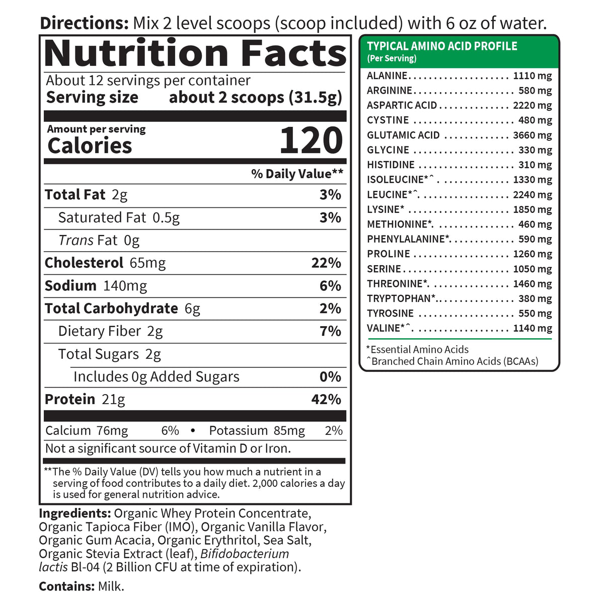 Garden of Life Grass Fed Whey Protein Powder Vanilla - 21g Protein for Women & Men + Probiotics - 12 Servings - Gluten Free, Non GMO, Kosher, Humane, RBST & rBGH Hormone Free - FENGGESTORE20